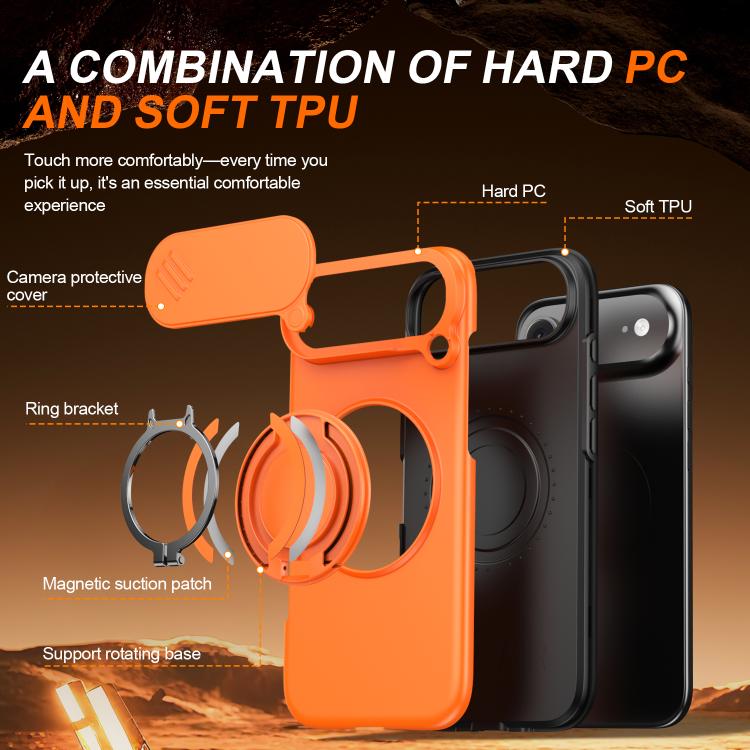 For iPhone Air Camera Sliding Shield Magnetic Rotation Holder Phone Case