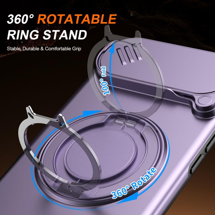 For iPhone Air Camera Sliding Shield Magnetic Rotation Holder Phone Case