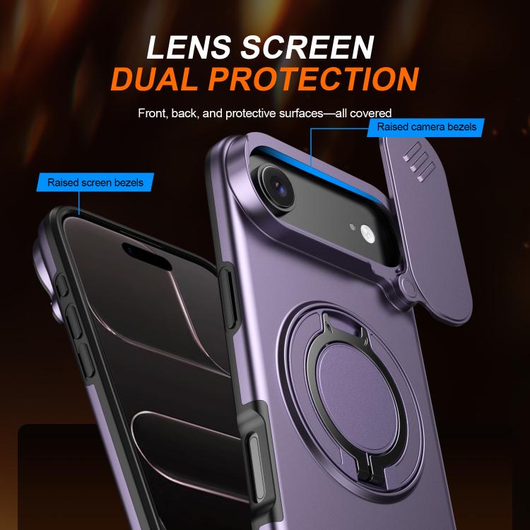 For iPhone Air Camera Sliding Shield Magnetic Rotation Holder Phone Case