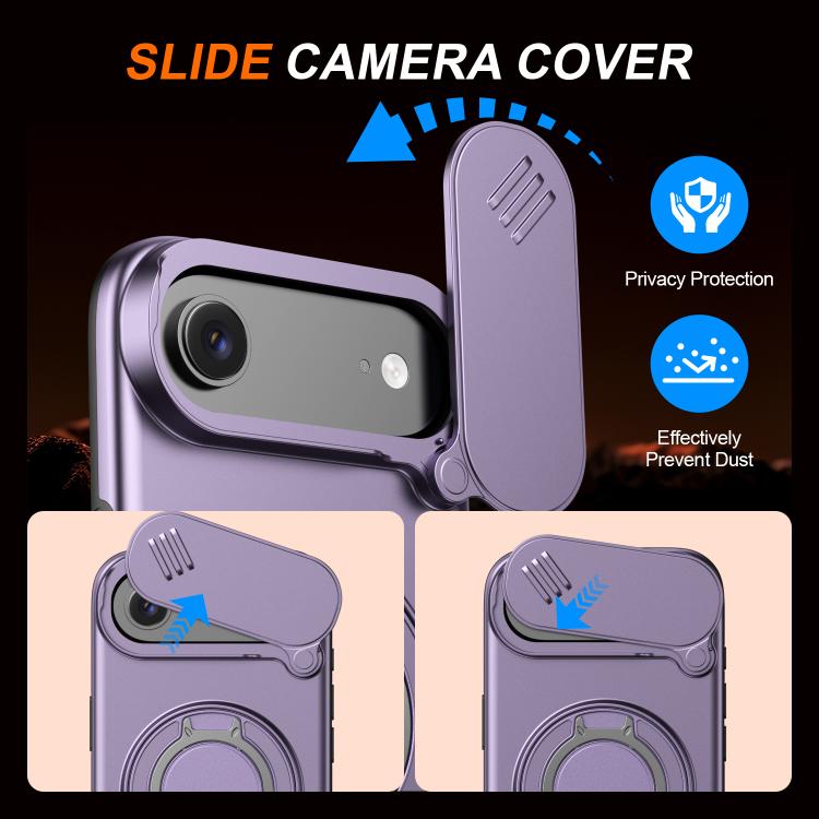 For iPhone Air Camera Sliding Shield Magnetic Rotation Holder Phone Case