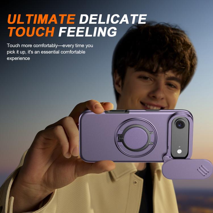 For iPhone Air Camera Sliding Shield Magnetic Rotation Holder Phone Case