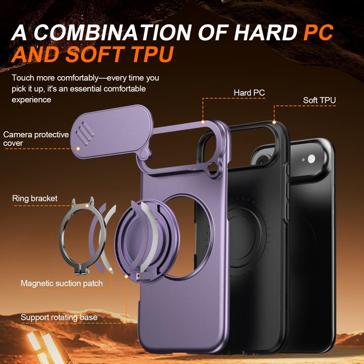 For iPhone Air Camera Sliding Shield Magnetic Rotation Holder Phone Case