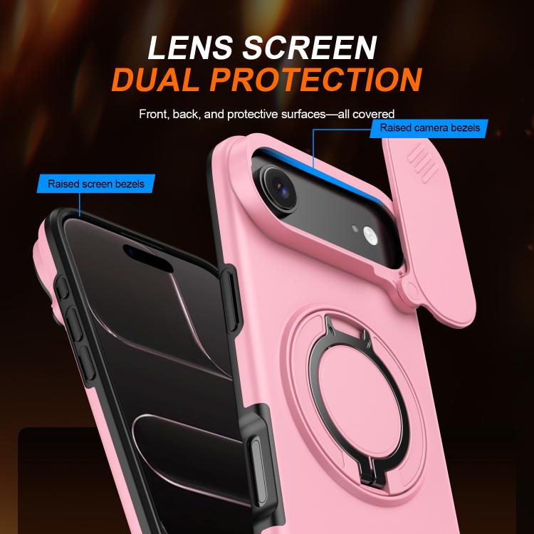 For iPhone Air Camera Sliding Shield Magnetic Rotation Holder Phone Case