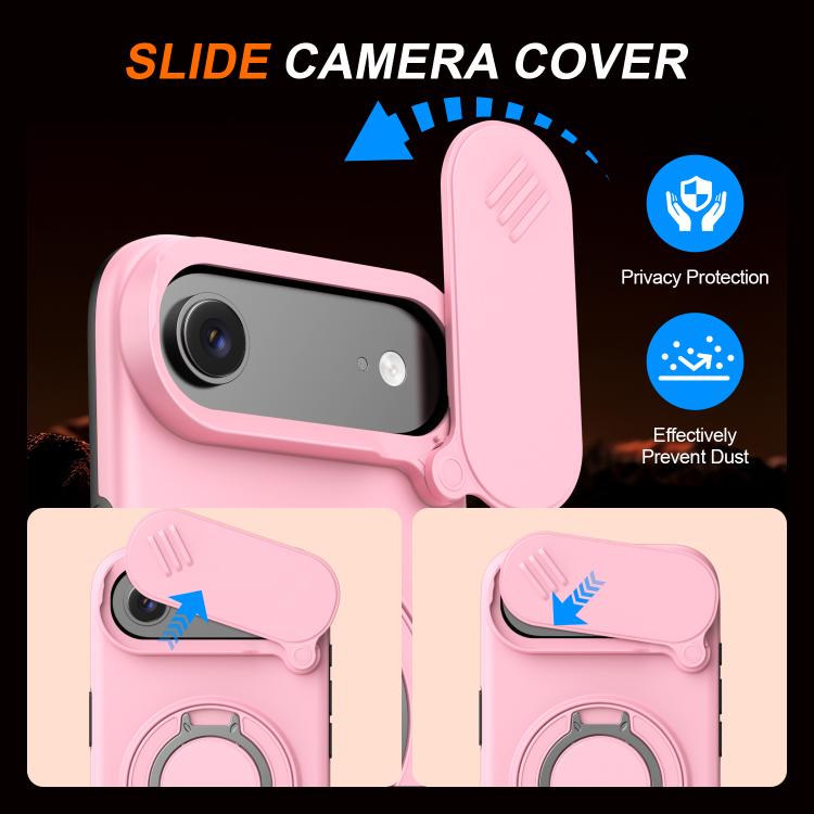 For iPhone Air Camera Sliding Shield Magnetic Rotation Holder Phone Case