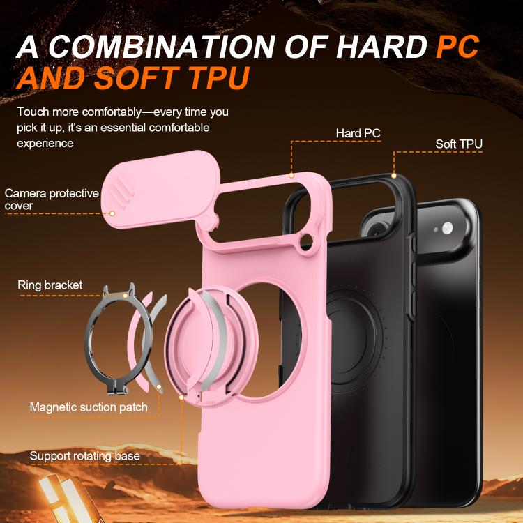 For iPhone Air Camera Sliding Shield Magnetic Rotation Holder Phone Case