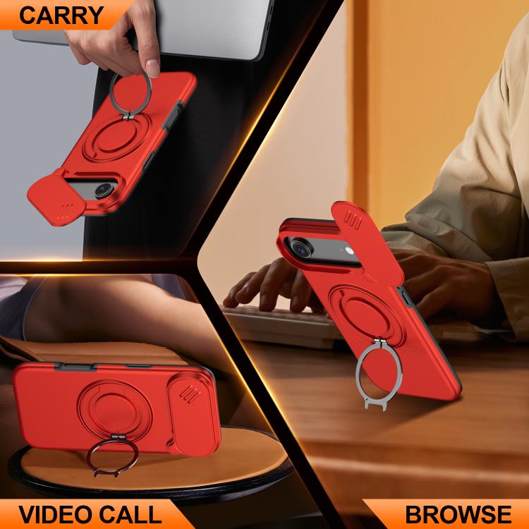 For iPhone Air Camera Sliding Shield Magnetic Rotation Holder Phone Case