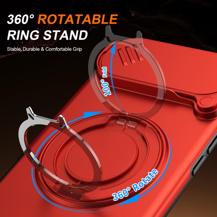 For iPhone Air Camera Sliding Shield Magnetic Rotation Holder Phone Case