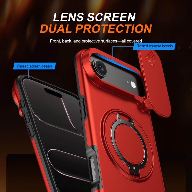 For iPhone Air Camera Sliding Shield Magnetic Rotation Holder Phone Case