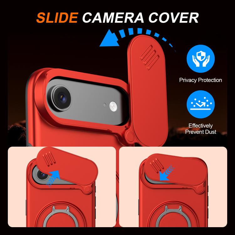 For iPhone Air Camera Sliding Shield Magnetic Rotation Holder Phone Case