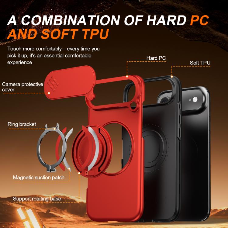For iPhone Air Camera Sliding Shield Magnetic Rotation Holder Phone Case