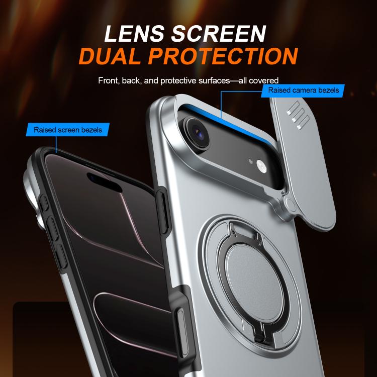 For iPhone Air Camera Sliding Shield Magnetic Rotation Holder Phone Case