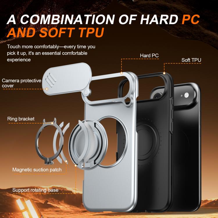 For iPhone Air Camera Sliding Shield Magnetic Rotation Holder Phone Case
