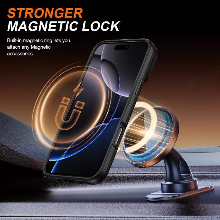 For iPhone 16 Pro Max Camera Sliding Shield Magnetic Rotation Holder Phone Case