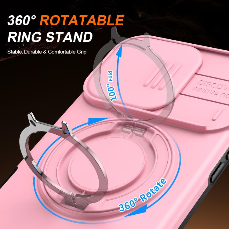 For iPhone 16 Pro Max Camera Sliding Shield Magnetic Rotation Holder Phone Case