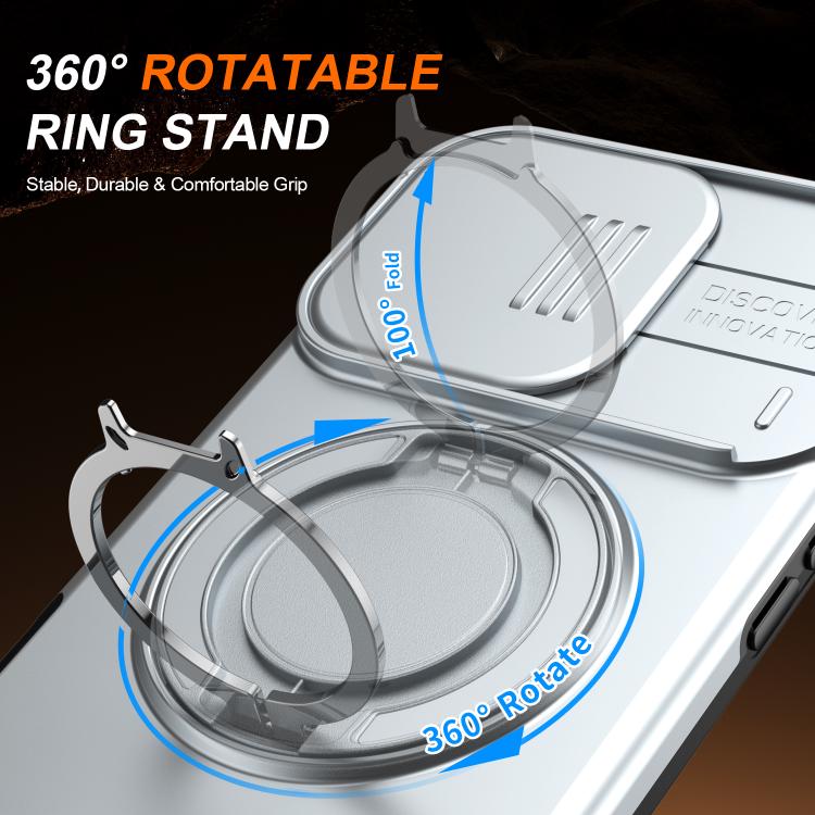 For iPhone 16 Pro Max Camera Sliding Shield Magnetic Rotation Holder Phone Case