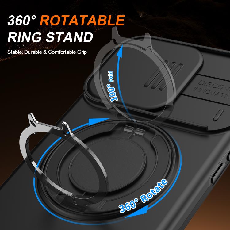 For iPhone 16 Pro Camera Sliding Shield Magnetic Rotation Holder Phone Case