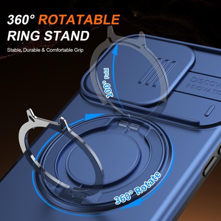 For iPhone 16 Pro Camera Sliding Shield Magnetic Rotation Holder Phone Case