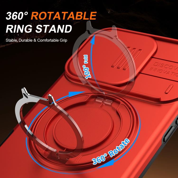 For iPhone 16 Pro Camera Sliding Shield Magnetic Rotation Holder Phone Case