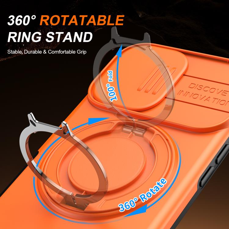 For iPhone 16 Plus Camera Sliding Shield Magnetic Rotation Holder Phone Case