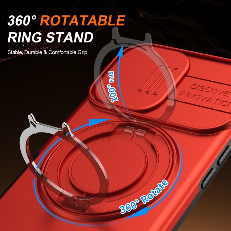 For iPhone 16 Plus Camera Sliding Shield Magnetic Rotation Holder Phone Case