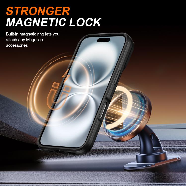 For iPhone 16 Camera Sliding Shield Magnetic Rotation Holder Phone Case