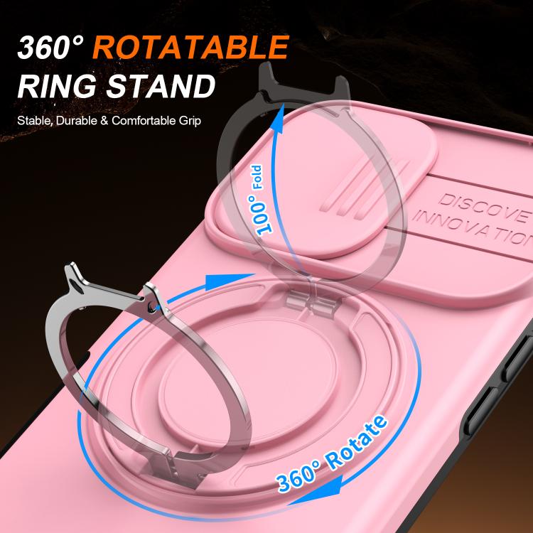 For iPhone 16 Camera Sliding Shield Magnetic Rotation Holder Phone Case