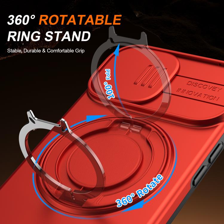 For iPhone 15 Plus / 14 Plus Camera Sliding Shield Magnetic Rotation Holder Phone Case