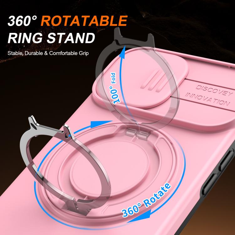 For iPhone 15 Camera Sliding Shield Magnetic Rotation Holder Phone Case