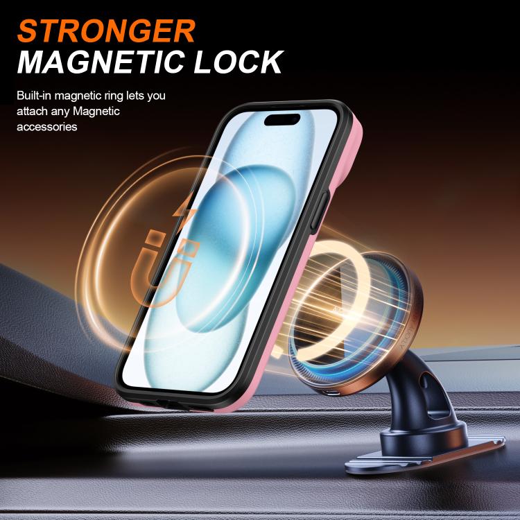 For iPhone 15 Camera Sliding Shield Magnetic Rotation Holder Phone Case