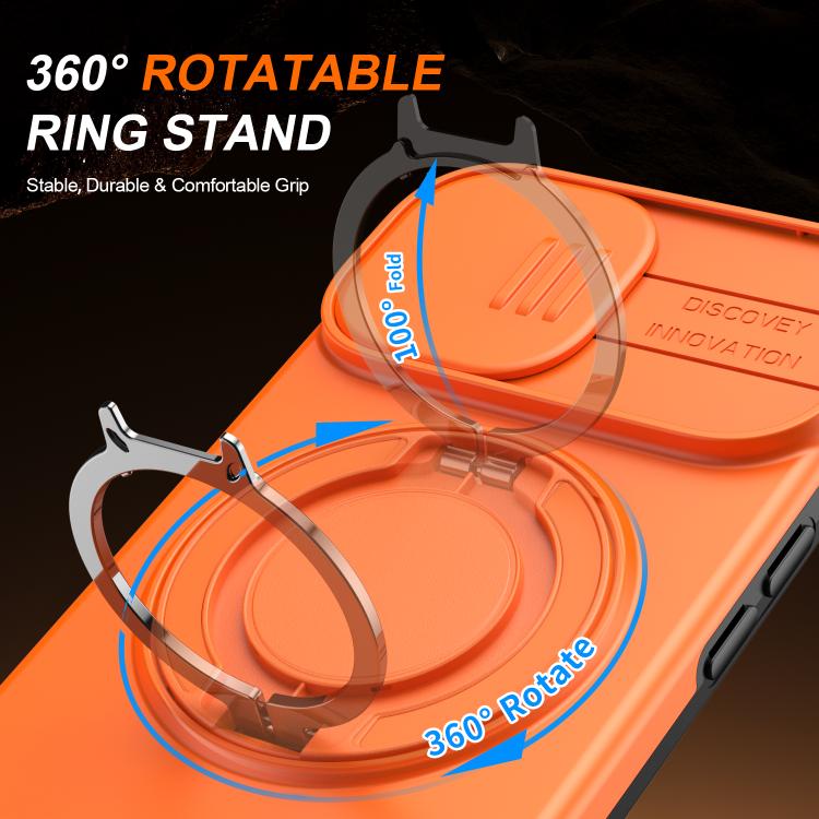 For iPhone 14 / 13 Camera Sliding Shield Magnetic Rotation Holder Phone Case