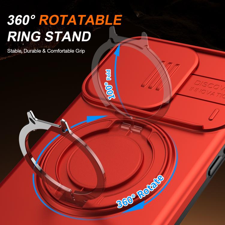 For iPhone 14 Pro Camera Sliding Shield Magnetic Rotation Holder Phone Case