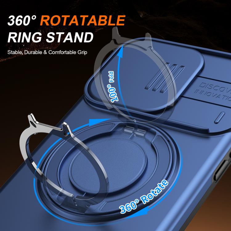 For iPhone 13 Pro Max / 12 Pro Max Camera Sliding Shield Magnetic Rotation Holder Phone Case