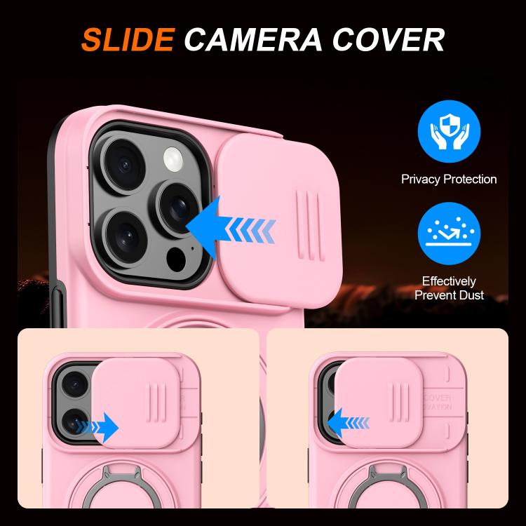 For iPhone 13 Pro Max / 12 Pro Max Camera Sliding Shield Magnetic Rotation Holder Phone Case