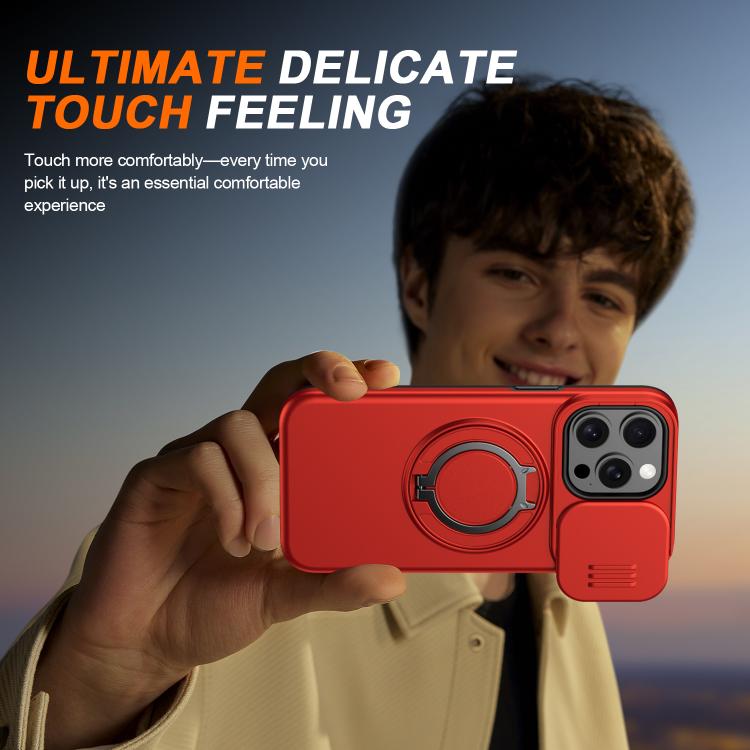 For iPhone 13 Pro Max / 12 Pro Max Camera Sliding Shield Magnetic Rotation Holder Phone Case