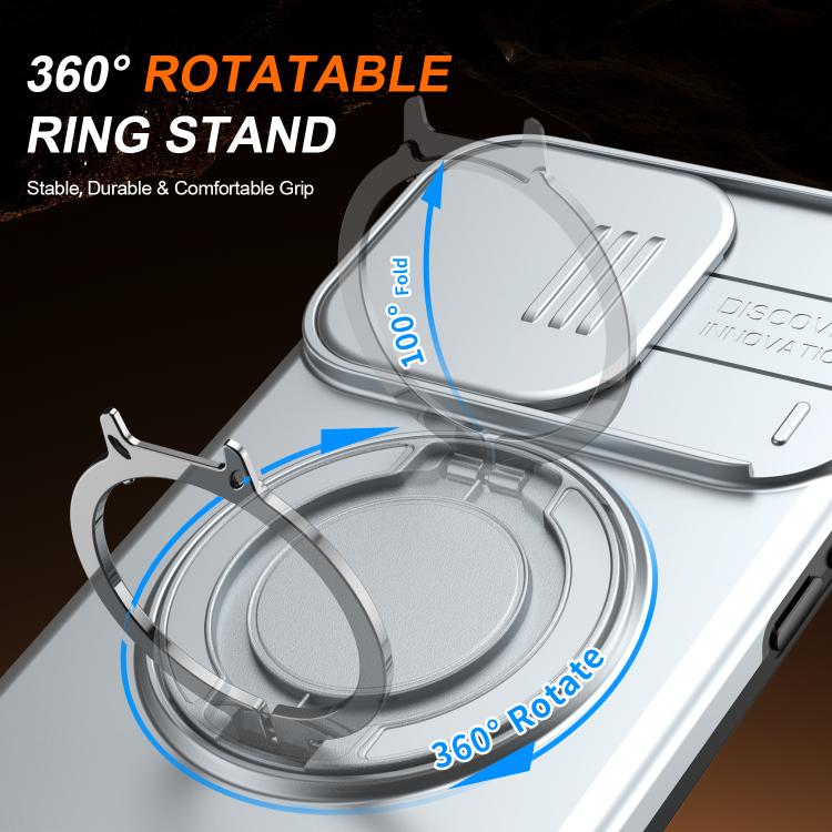 For iPhone 13 Pro Max / 12 Pro Max Camera Sliding Shield Magnetic Rotation Holder Phone Case