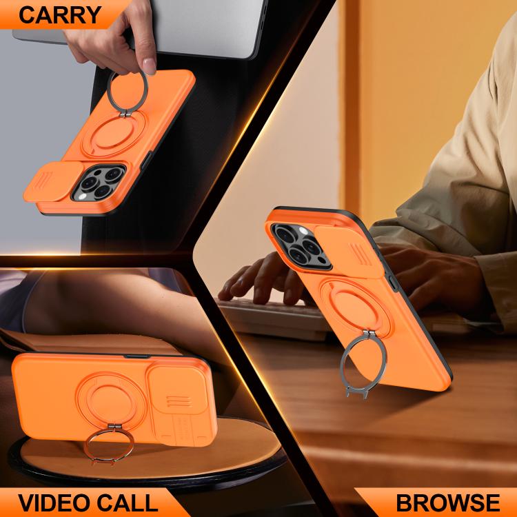For iPhone 13 Pro Camera Sliding Shield Magnetic Rotation Holder Phone Case