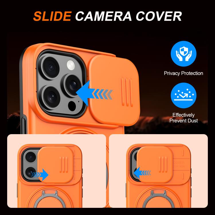 For iPhone 13 Pro Camera Sliding Shield Magnetic Rotation Holder Phone Case