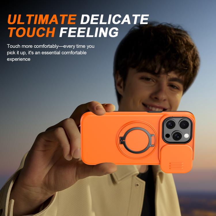 For iPhone 13 Pro Camera Sliding Shield Magnetic Rotation Holder Phone Case