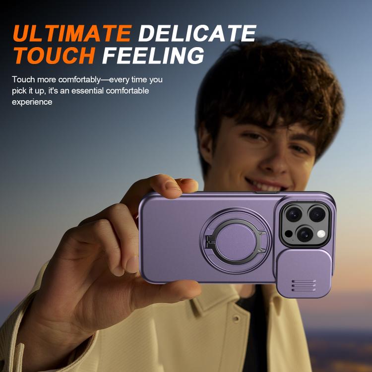 For iPhone 13 Pro Camera Sliding Shield Magnetic Rotation Holder Phone Case