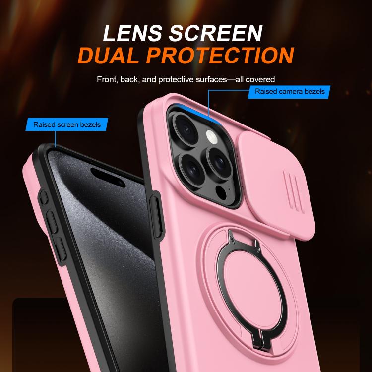 For iPhone 13 Pro Camera Sliding Shield Magnetic Rotation Holder Phone Case
