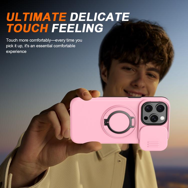 For iPhone 13 Pro Camera Sliding Shield Magnetic Rotation Holder Phone Case