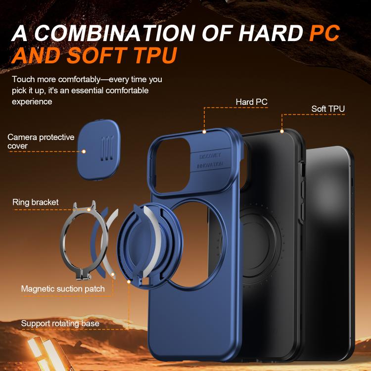 For iPhone 12 / 12 Pro Camera Sliding Shield Magnetic Rotation Holder Phone Case