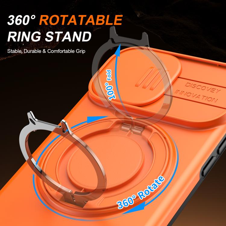 For iPhone 12 / 12 Pro Camera Sliding Shield Magnetic Rotation Holder Phone Case