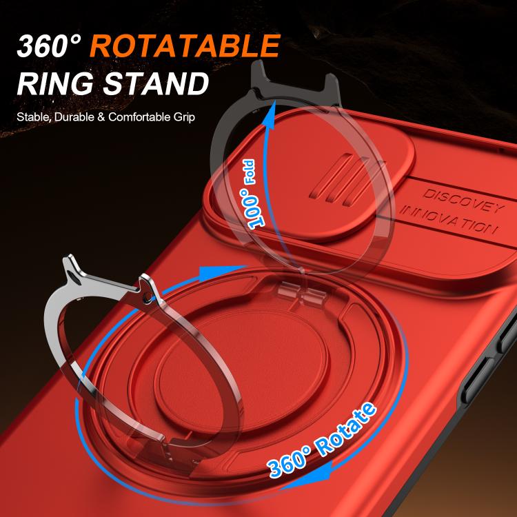 For iPhone 12 / 12 Pro Camera Sliding Shield Magnetic Rotation Holder Phone Case