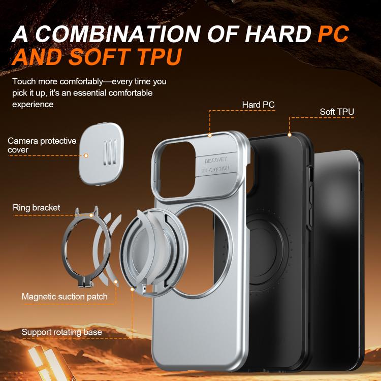 For iPhone 12 / 12 Pro Camera Sliding Shield Magnetic Rotation Holder Phone Case