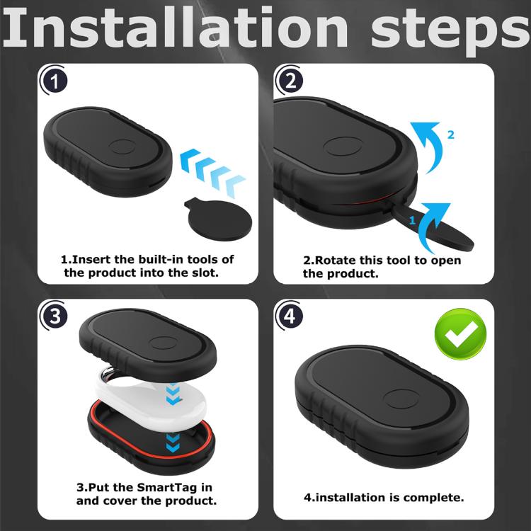 For Samsung Galaxy SmartTag2 XDcase 2pcs Adhesive Paste Waterproof PC Protective Case - Black