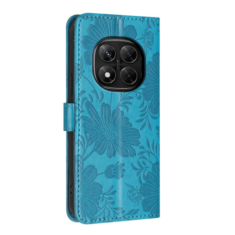For Redmi Note 14 Pro 5G Global Sunflower Embossed Vegan Leather Phone Case with Small Black Rope