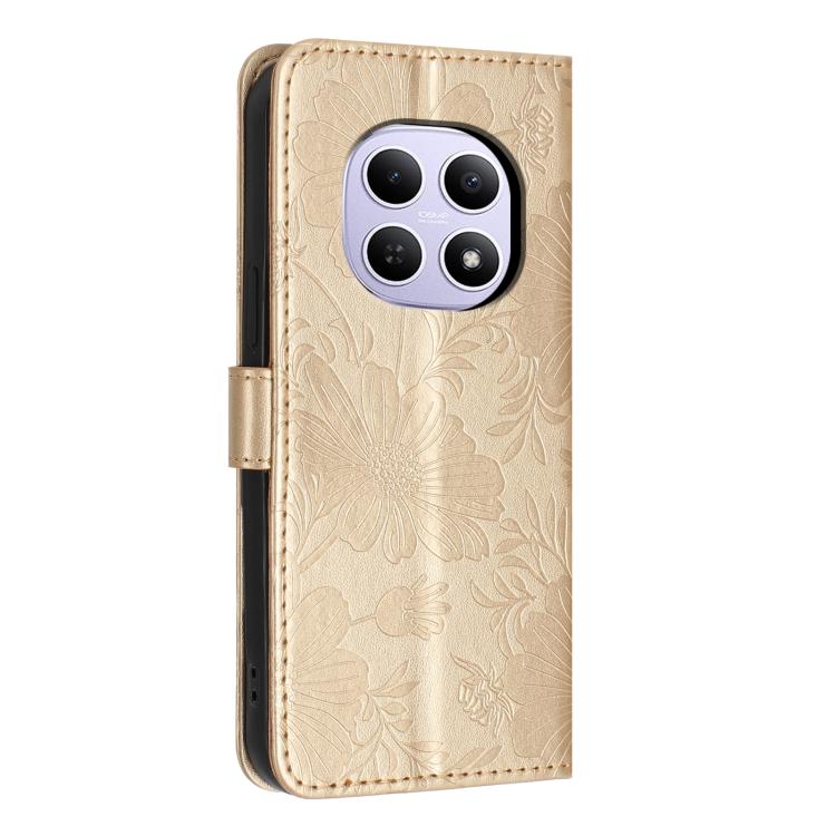 For Redmi Note 15 5G Global 164mm Sunflower Embossed Vegan Leather Phone Case with Small Black Rope