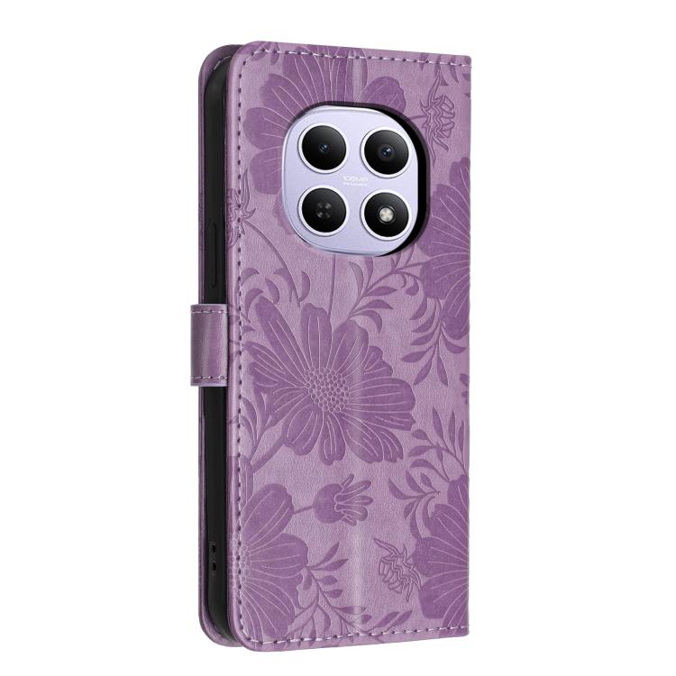 For Redmi Note 15 5G Global 164mm Sunflower Embossed Vegan Leather Phone Case with Small Black Rope