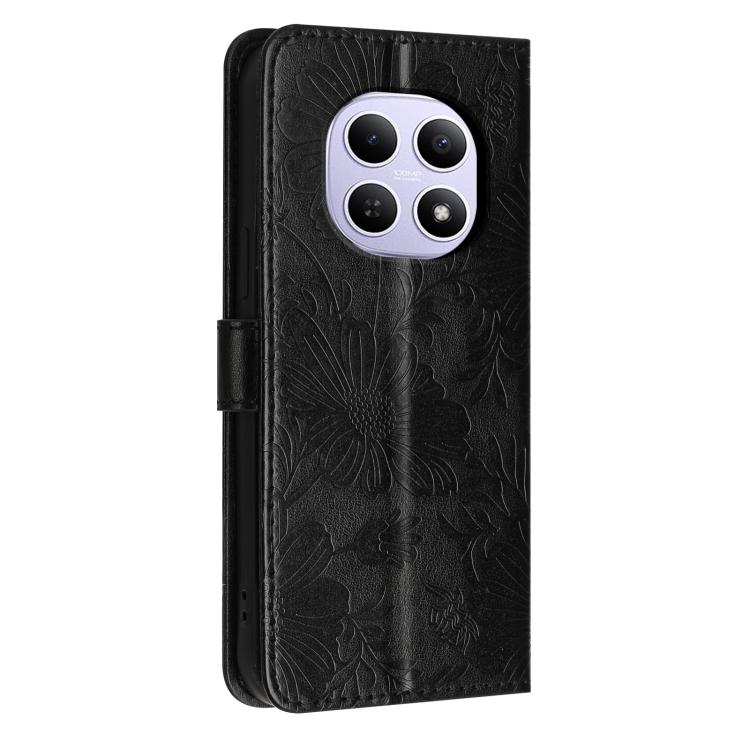 For Redmi Note 15 5G Global 164mm Sunflower Embossed Vegan Leather Phone Case with Small Black Rope